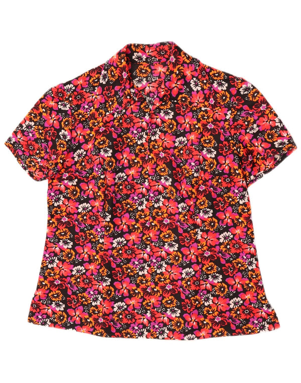 Blusa feminina vintage UK 14 grande floral vermelho