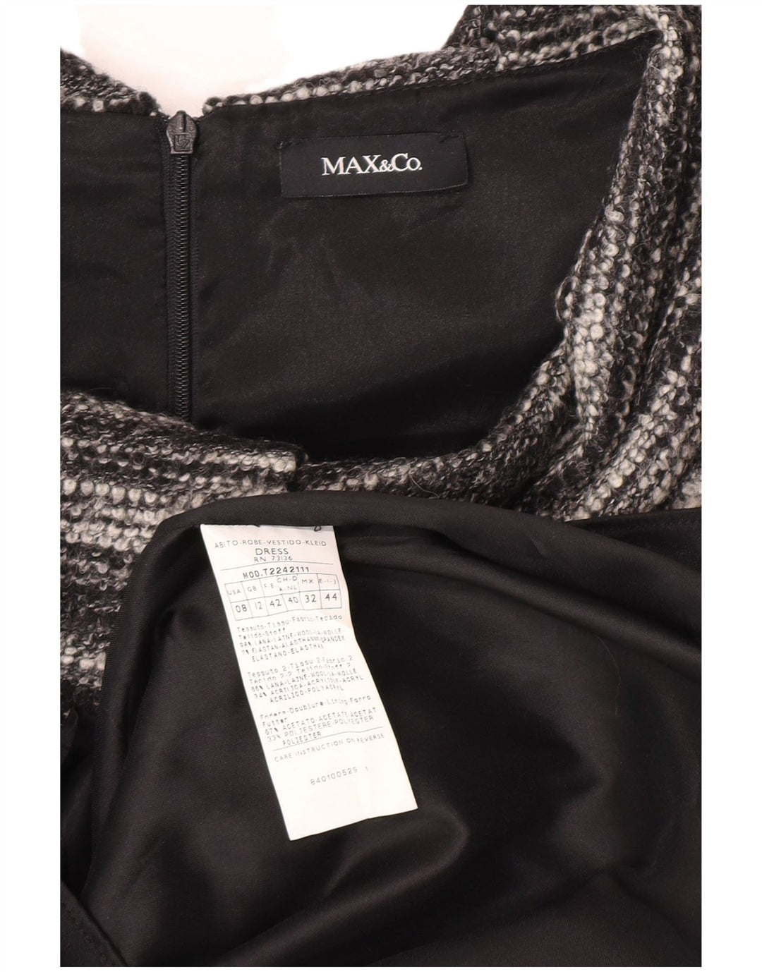 Vestido bainha feminino Max & Co. Reino Unido 12 lã cinza médio