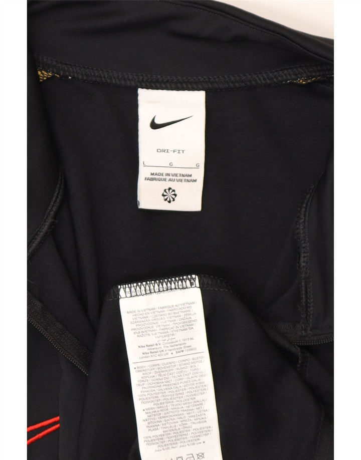 Pulôver masculino Nike Dri Fit com gola zip e moletom grande preto colorido