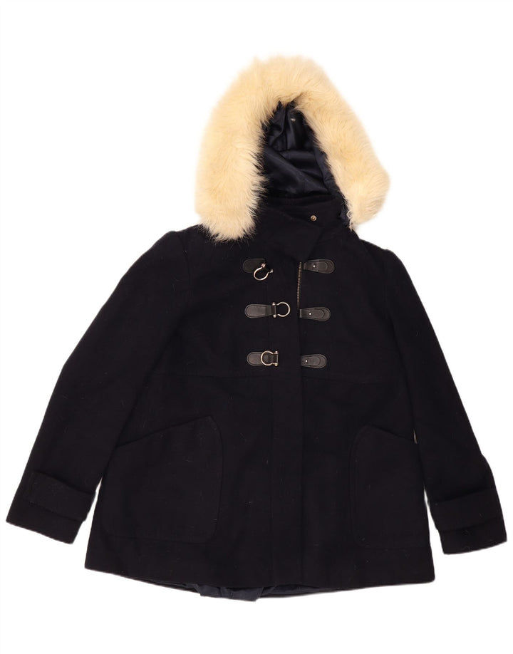 Jaqueta feminina com capuz Topshop UK 12 azul marinho médio