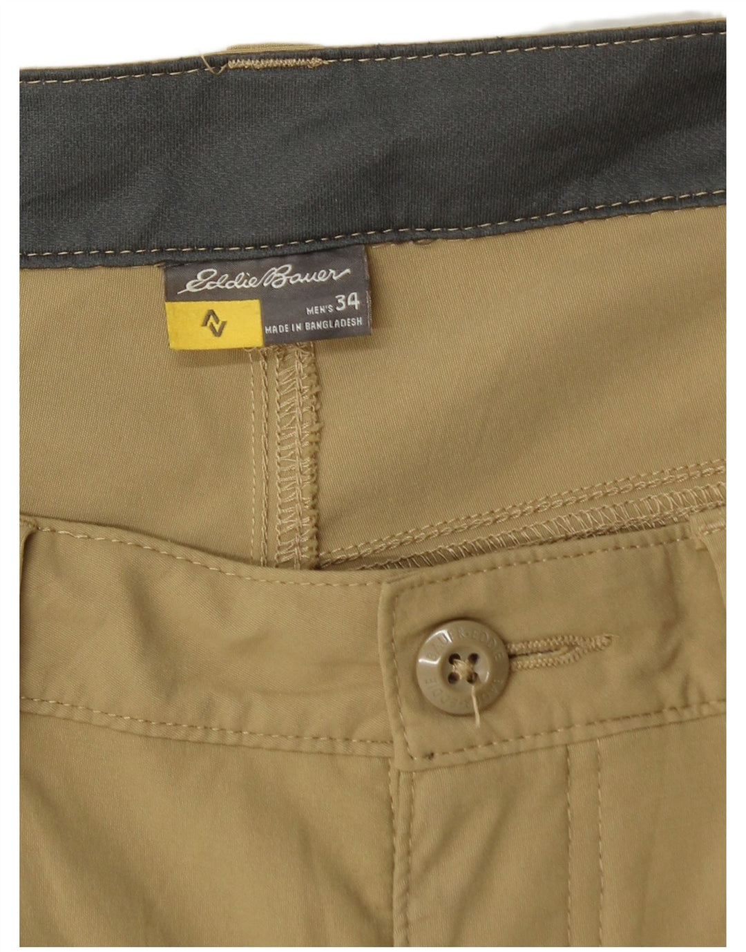 Shorts cargo masculino Eddie Bauer W34 grande nylon cáqui