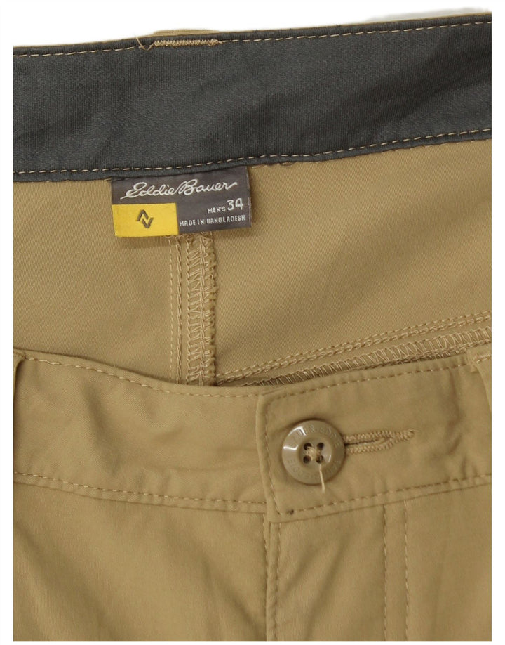 Shorts cargo masculino Eddie Bauer W34 grande nylon cáqui
