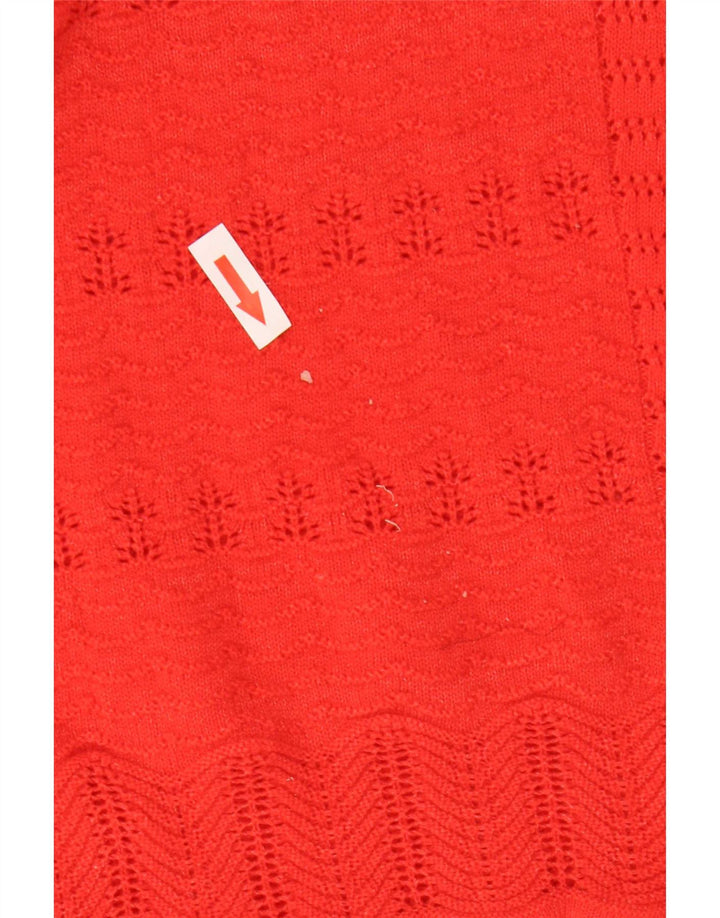 Suéter feminino Marks & Spencer com decote em V Reino Unido 14 poliéster vermelho médio