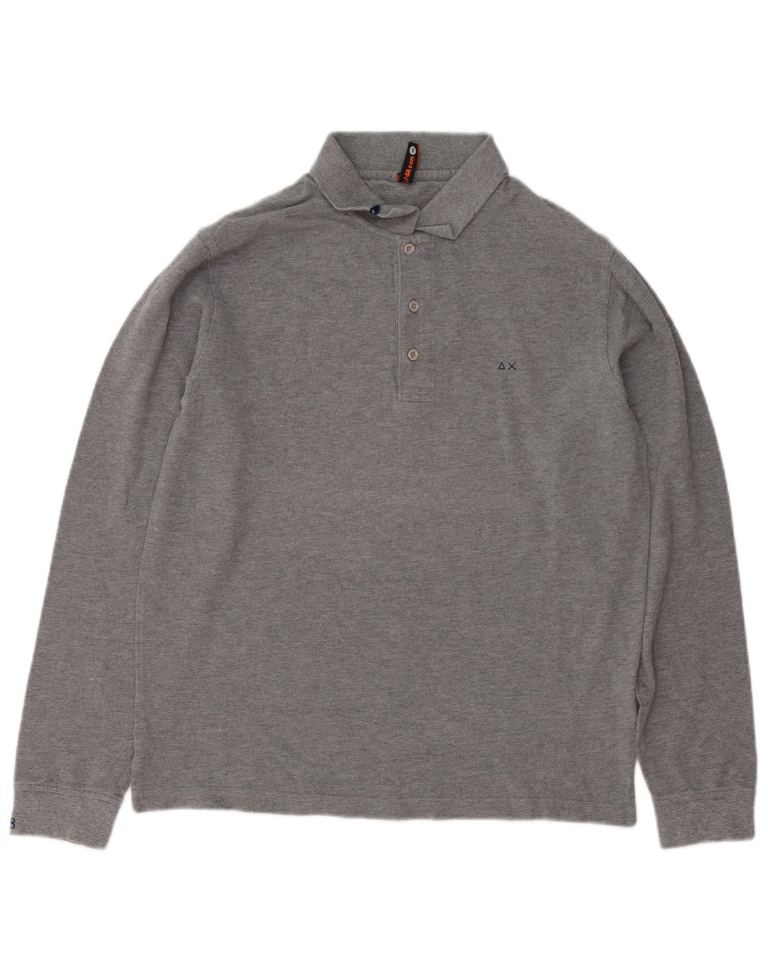 Sun68 camisa polo masculina de manga comprida grande algodão cinza