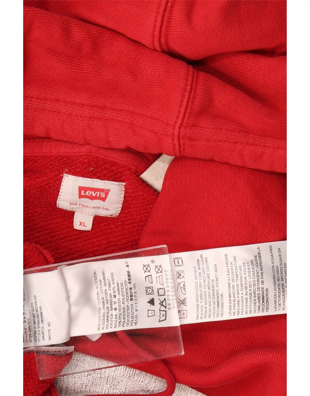 LEVI'S Mens Graphic Hoodie Jumper XL Algodão Vermelho