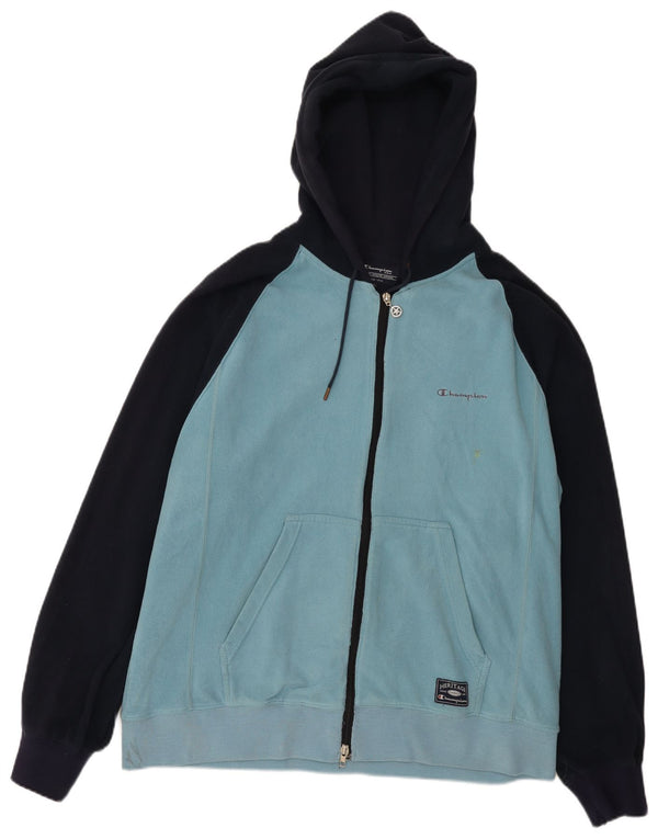 Jaqueta masculina de lã com capuz CHAMPION UK 42 XL azul colorblock poliéster