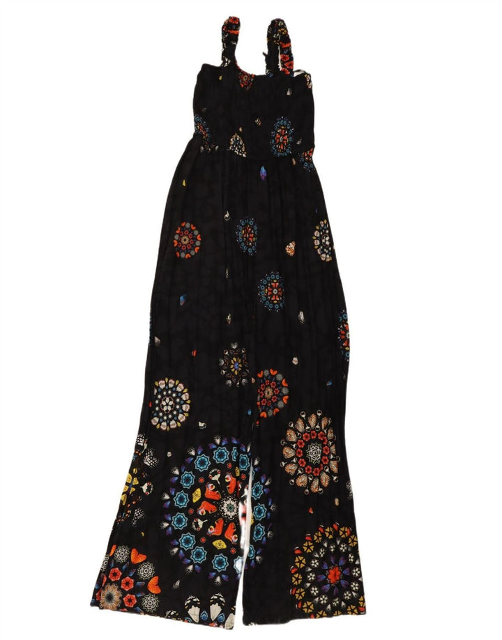 DESIGUAL Macacão feminino gráfico sem mangas UK 14 grande preto floral