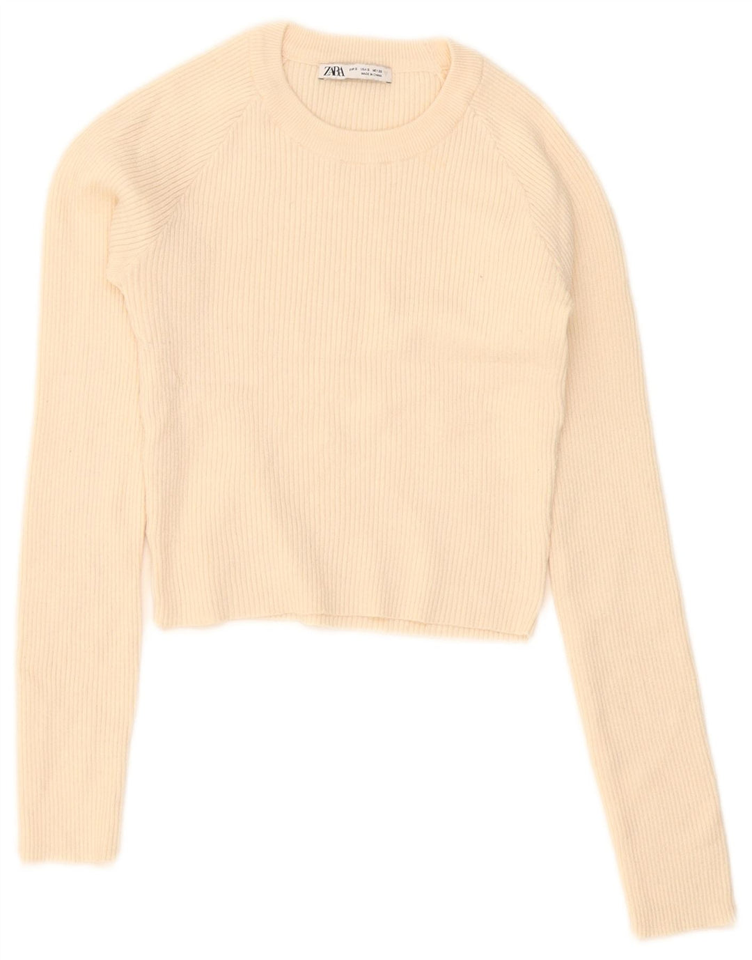 Zara Womens Crop Top Manga Longa Reino Unido 8 Pequeno Bege