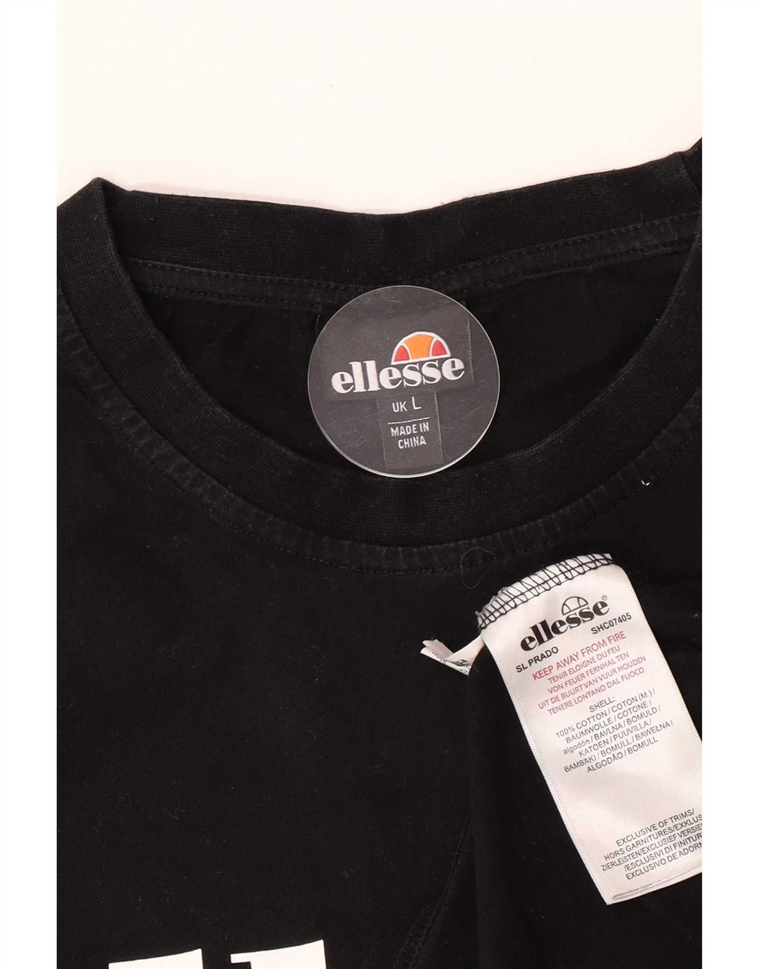 Camiseta masculina Ellesse com estampa gráfica grande de algodão preto