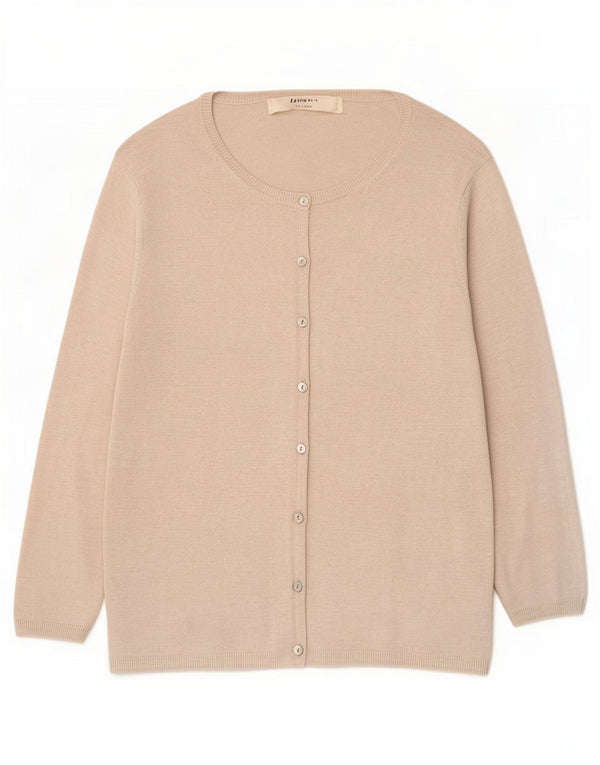 Suéter cardigã feminino Zara manga 3/4 Reino Unido 12 médio bege
