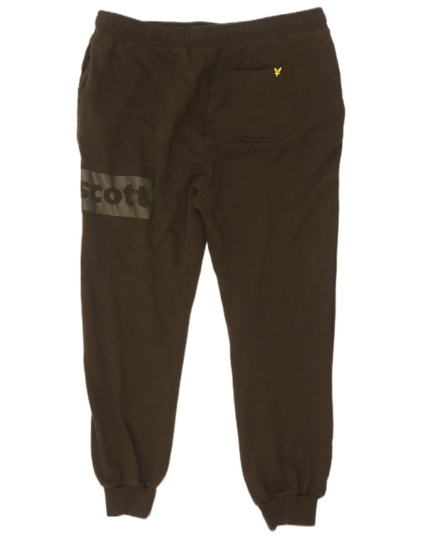 Lyle & Scott Mens Graphic Tracksuit Trousers Joggers 2XL  Khaki Cotton