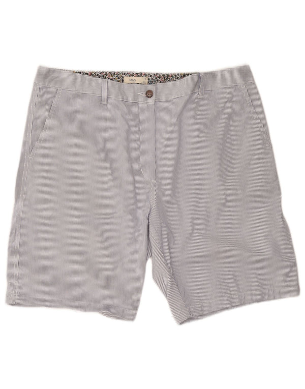 Shorts chino feminino Marks & Spencer Reino Unido 18 XL W40 algodão listrado azul