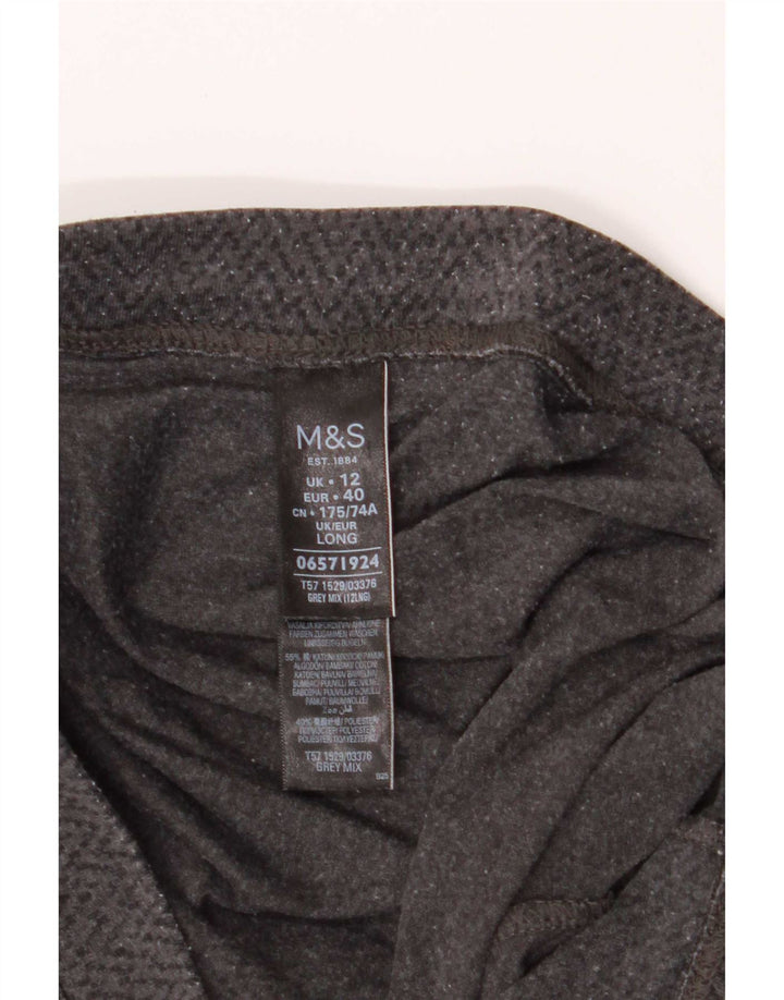 Leggings femininos Marks & Spencer Reino Unido 12 algodão Chevron cinza médio