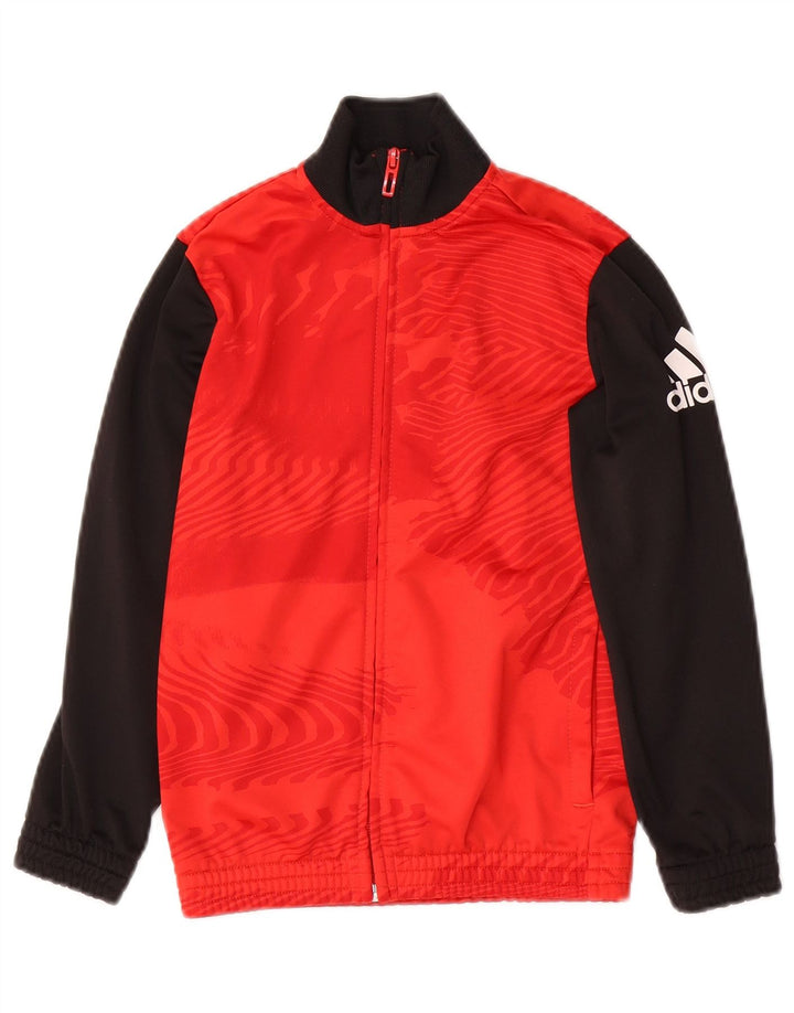 ADIDAS Meninos Graphic Tracksuit Top Jacket 7-8 Years Vermelho Colorblock