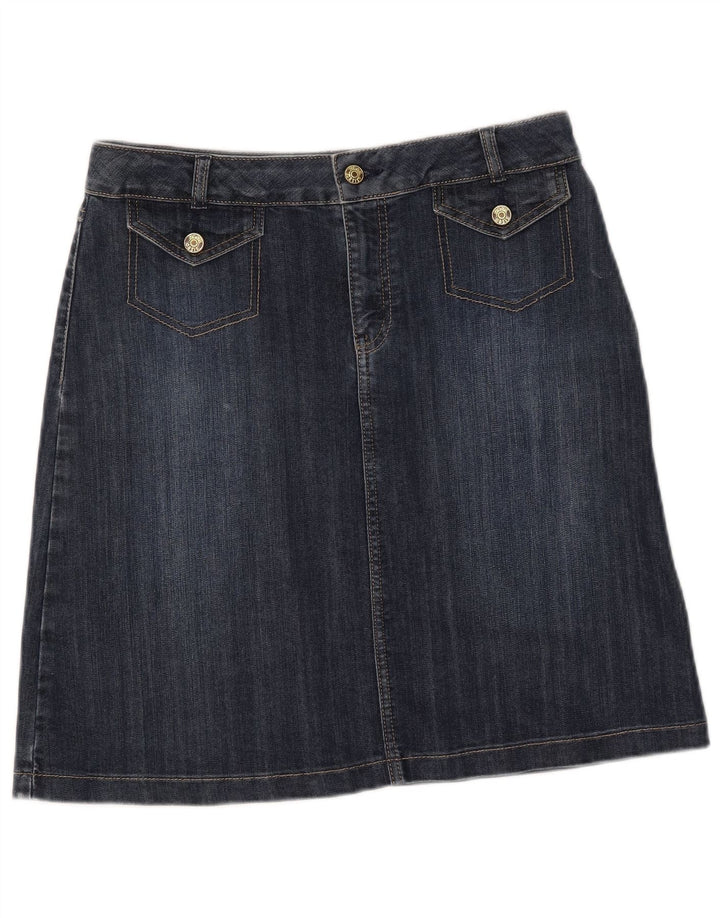 Saia jeans feminina OASIS Reino Unido 12 médio W30 azul
