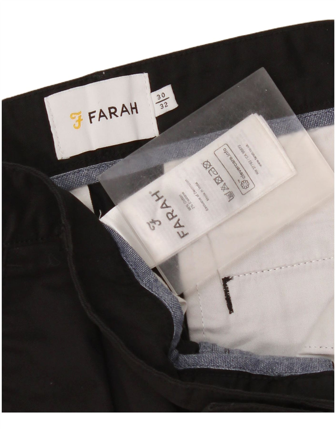 Calça cortada masculina Farah W30 L24 algodão preto