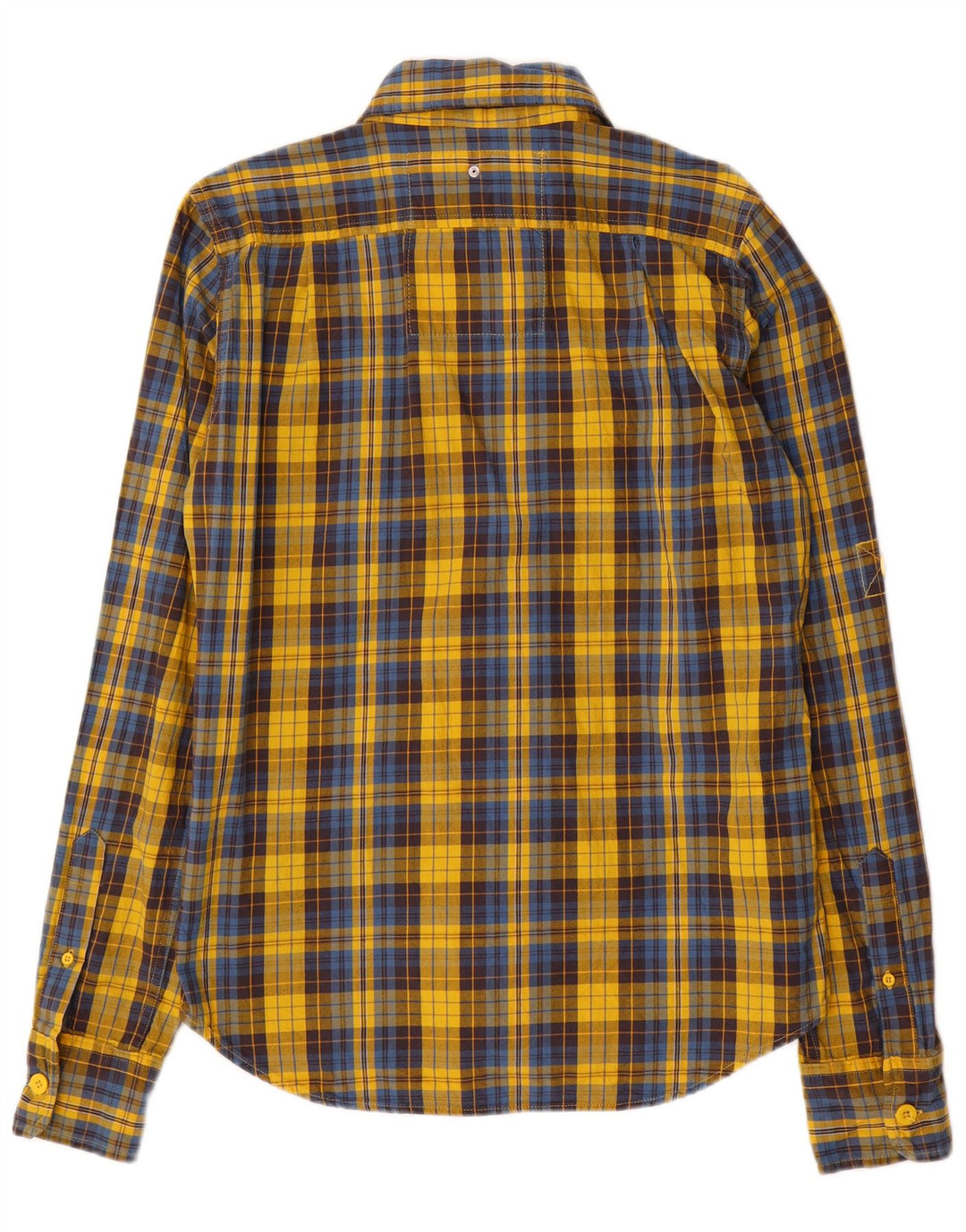 Camisa masculina de flanela Superdry algodão xadrez amarelo médio