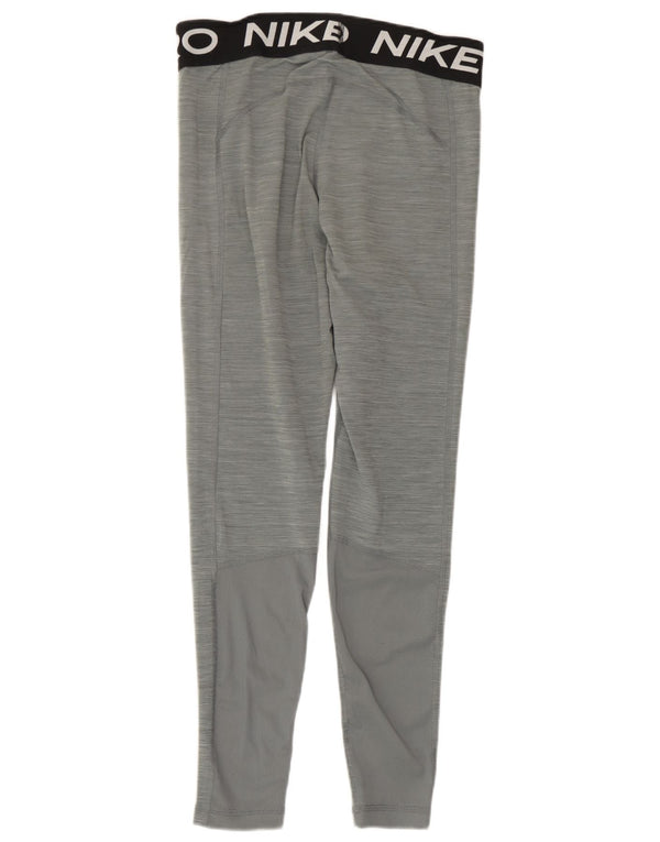Nike Womens Dri Fit Graphic Leggings UK 12 Medium Grey Colourblock