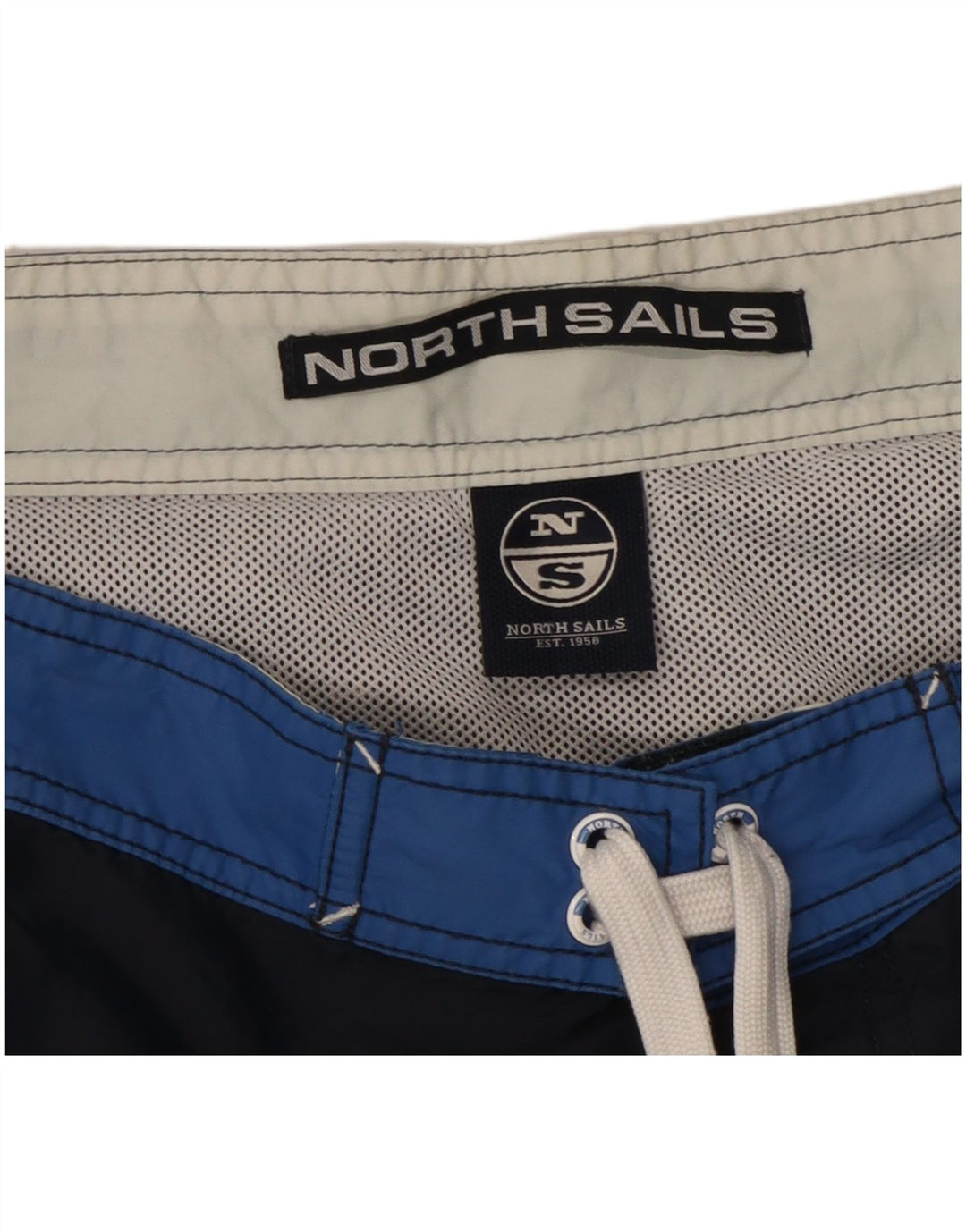 Shorts de natação masculino North Sails gráfico médio azul marinho colorblock