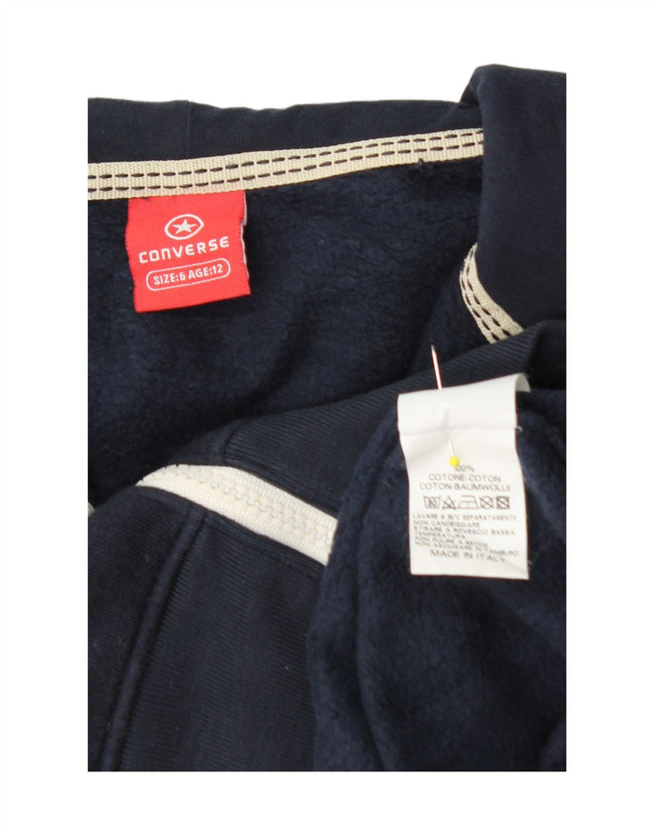 CONVERSE Boys Graphic Zip Hoodie Sweater 11-12 Years Navy Blue Cotton Vintage Converse and Second-Hand Converse from Messina Hembry 