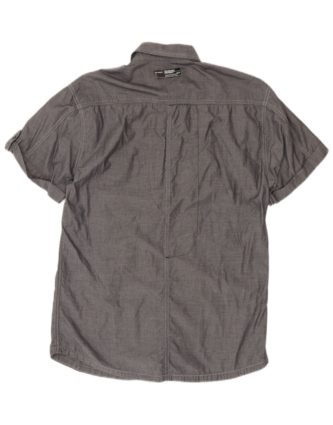 Camisa masculina de manga curta Jack & Jones algodão cinza médio