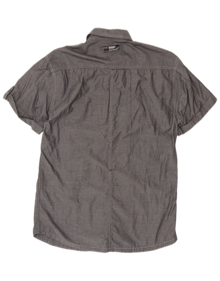 Camisa masculina de manga curta Jack & Jones algodão cinza médio
