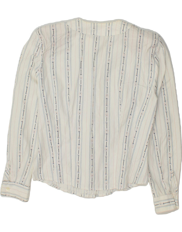 Blusa feminina VINTAGE UK 12 algodão listrado branco médio