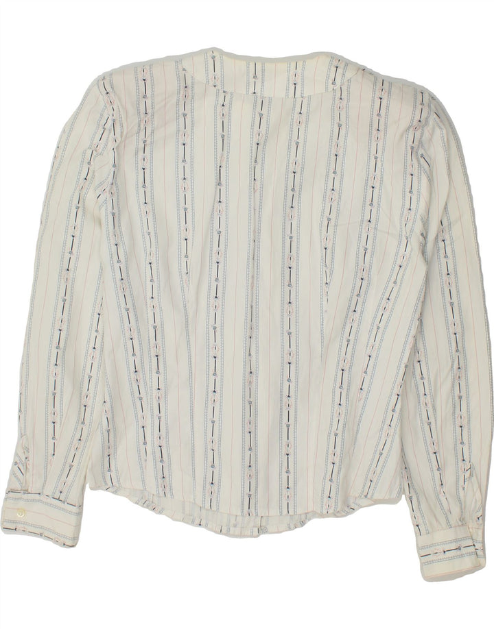 Blusa feminina VINTAGE UK 12 algodão listrado branco médio