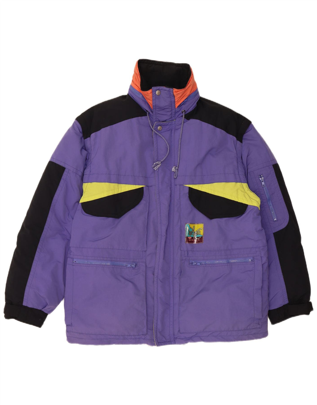 Jaqueta acolchoada masculina vintage UK 40 grande poliamida colorblock roxa