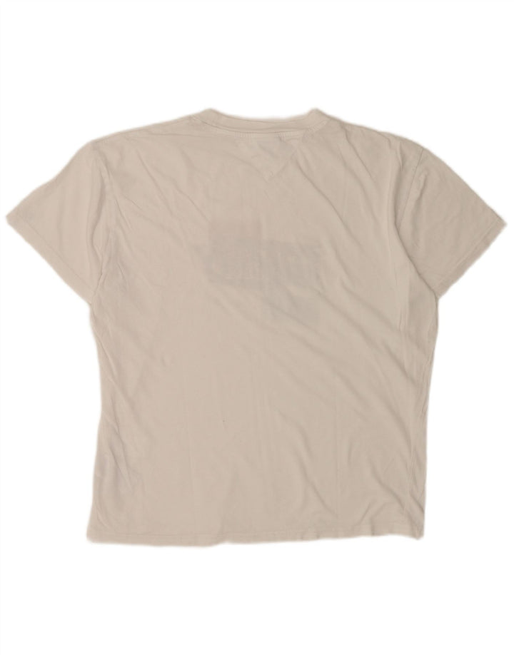 Tommy Hilfiger Camiseta masculina gráfica Top médio algodão branco