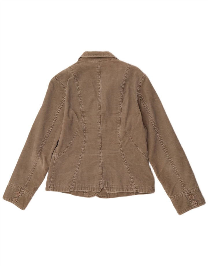 Monsoon Jaqueta blazer feminina de veludo cotelê com 2 botões Reino Unido 12 algodão bege médio