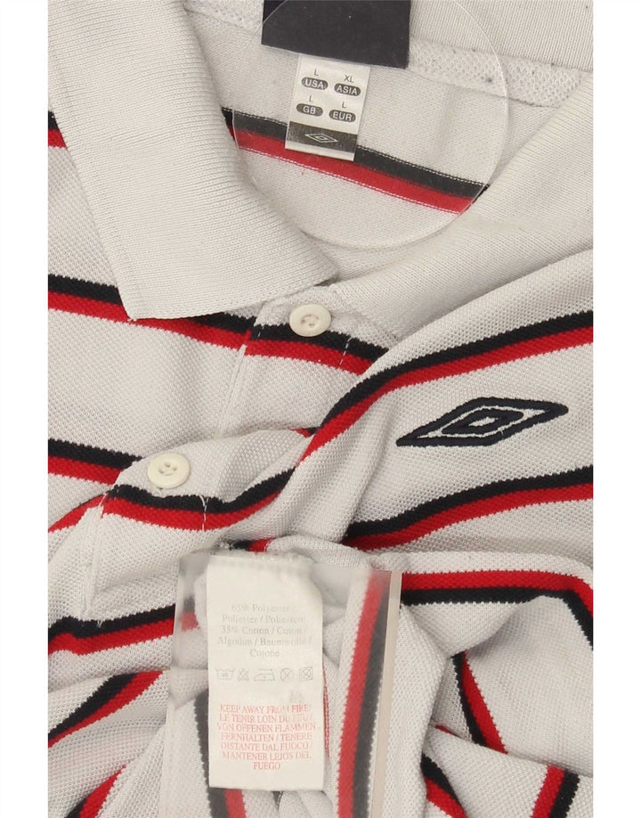 Camisa polo masculina Umbro grande poliéster listrado branco