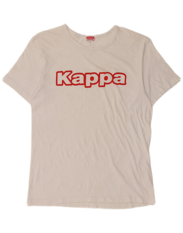 Camiseta feminina Kappa com estampa gráfica UK 14 algodão branco médio