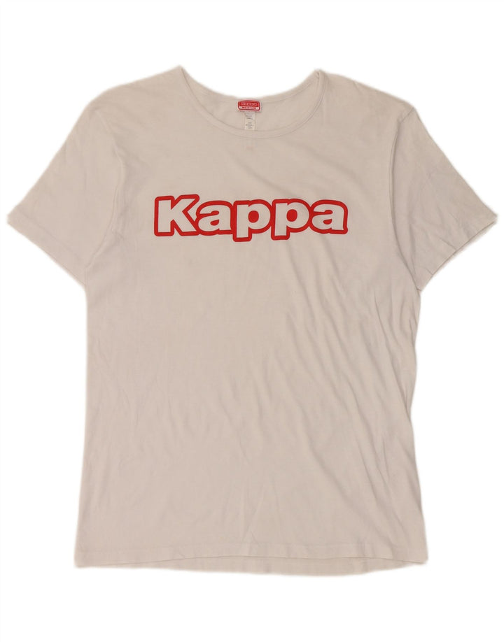 Camiseta feminina Kappa com estampa gráfica UK 14 algodão branco médio