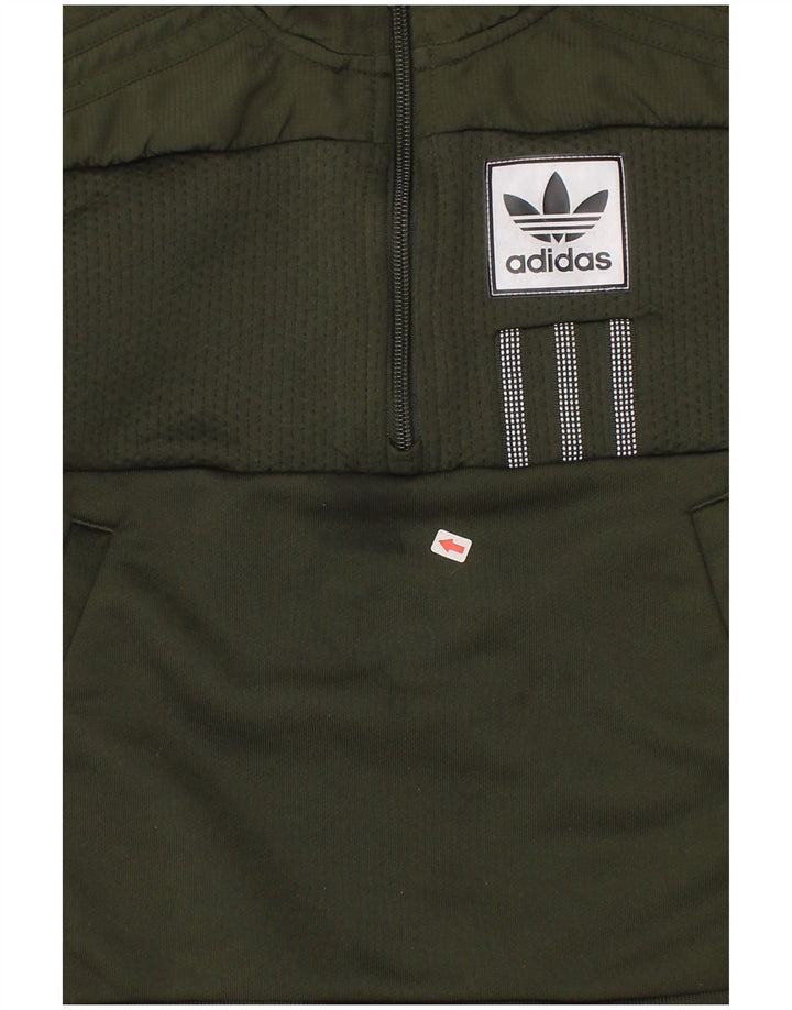 Suéter Adidas Boys Graphic Zip Neck 7-8 anos Verde Poliéster
