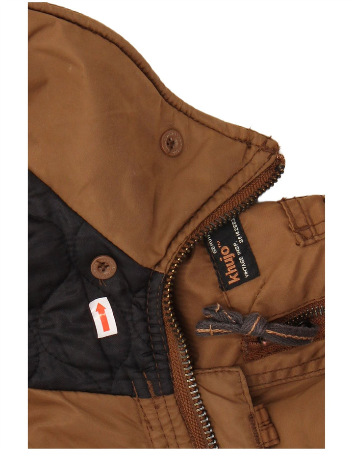 Jaqueta parka feminina com capuz militar KHUJO Reino Unido 14 poliéster marrom médio