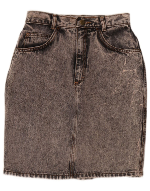 Saia jeans feminina vintage IT 34 2XS W24 algodão cinza