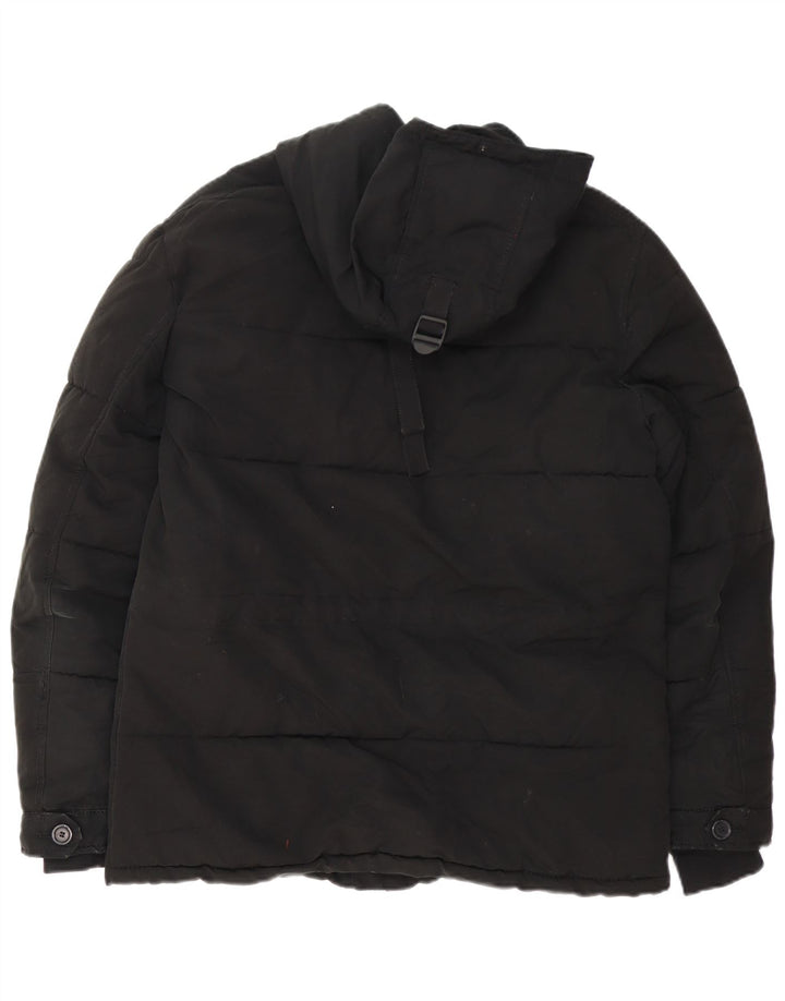 Zara Jaqueta masculina acolchoada com capuz UK 38 Médio Preto