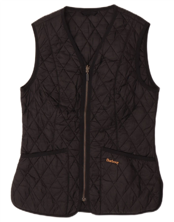 Colete acolchoado feminino Barbour UK 8 pequeno preto poliamida