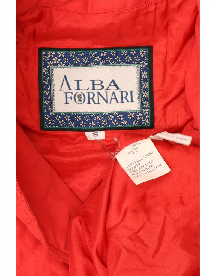 Jaqueta feminina acolchoada com capuz grande Alba Fornari Reino Unido 10 pequena vermelha