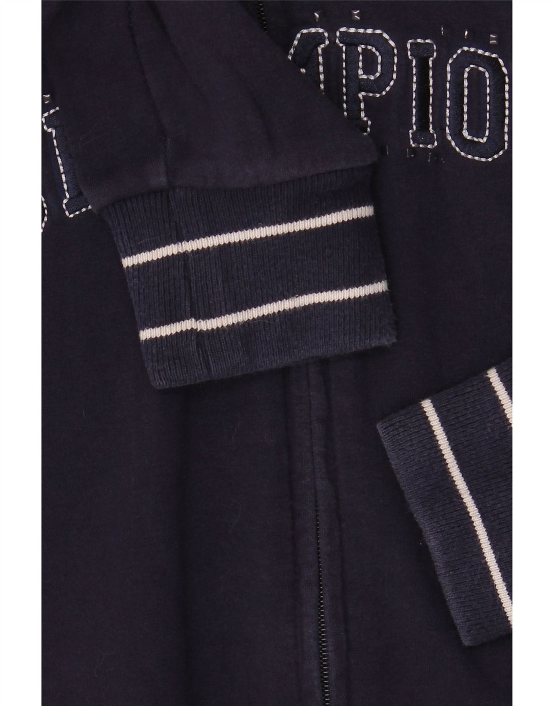 Suéter feminino com capuz e zíper gráfico CHAMPION Reino Unido 16 grande algodão azul marinho