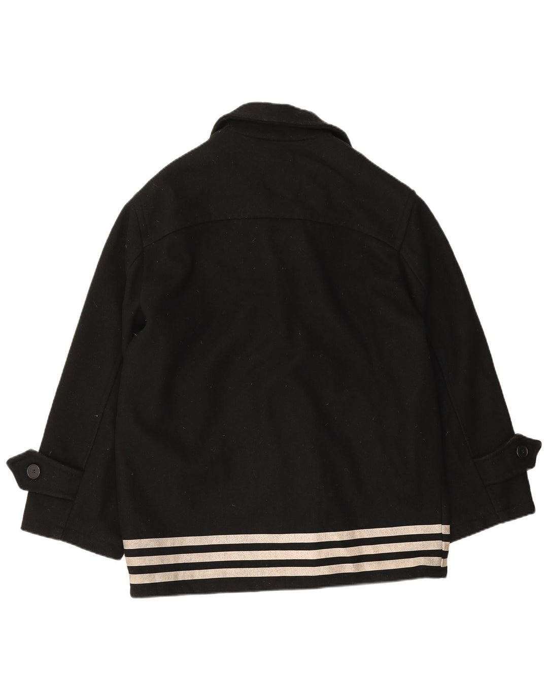 Sobretudo masculino vintage IT 50 grande lã listrada preta