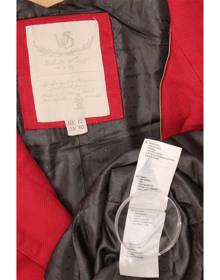Sobretudo feminino WS UK 12 algodão vermelho médio