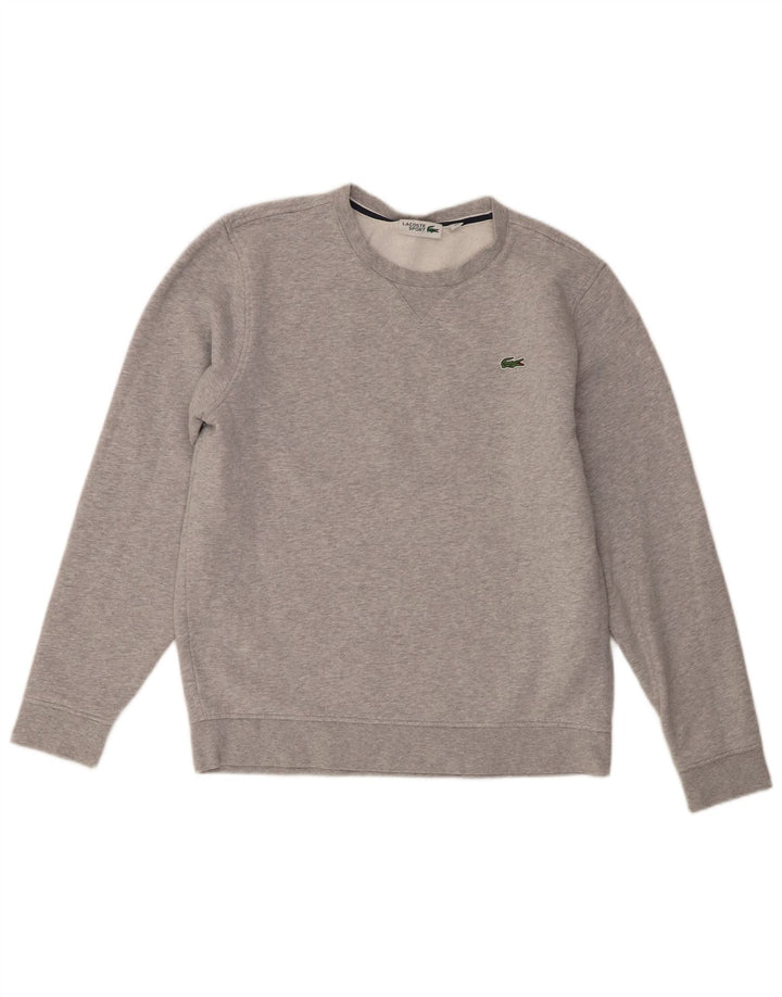 Moletom masculino Lacoste tamanho 4 algodão manchado cinza médio