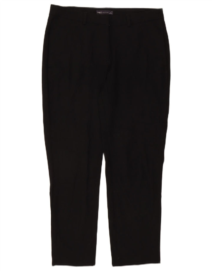 Calça feminina Marks & Spencer Crop Suit Reino Unido 12 Médio W30 L25 Preta