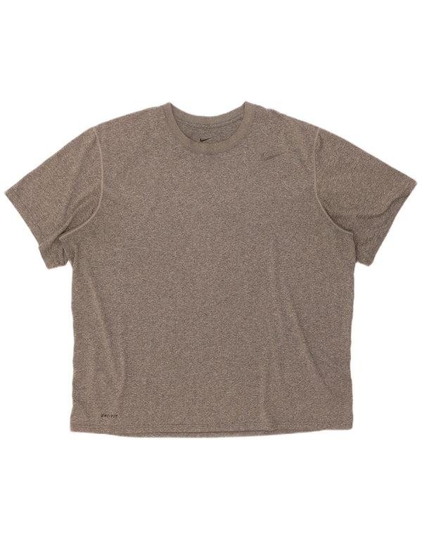 Camiseta masculina Nike Dri Fit Top 2XL poliéster manchado cinza