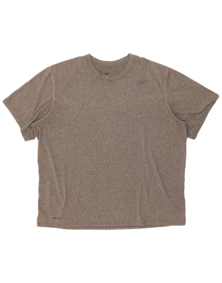Camiseta masculina Nike Dri Fit Top 2XL poliéster manchado cinza