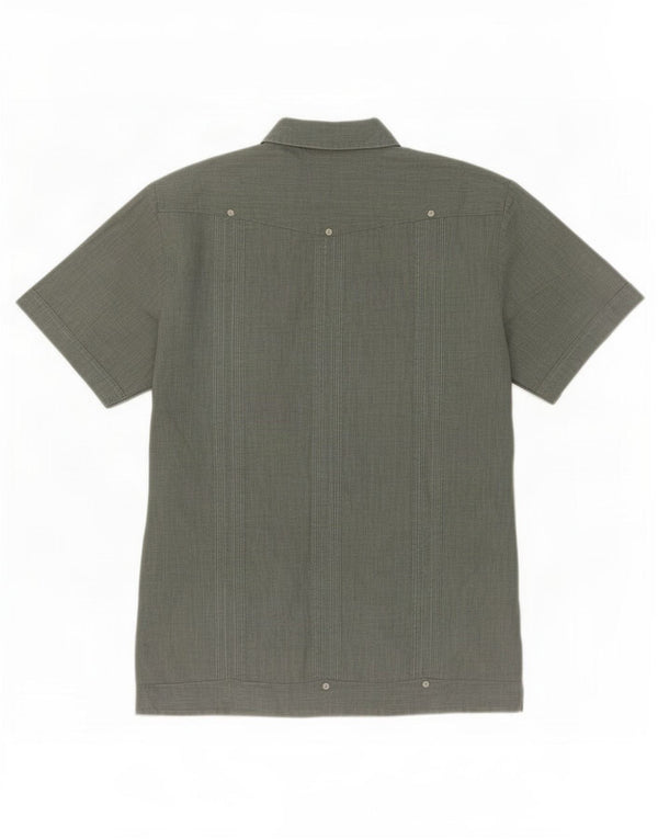 Camisa masculina Romani de manga curta grande verde paisley poliéster