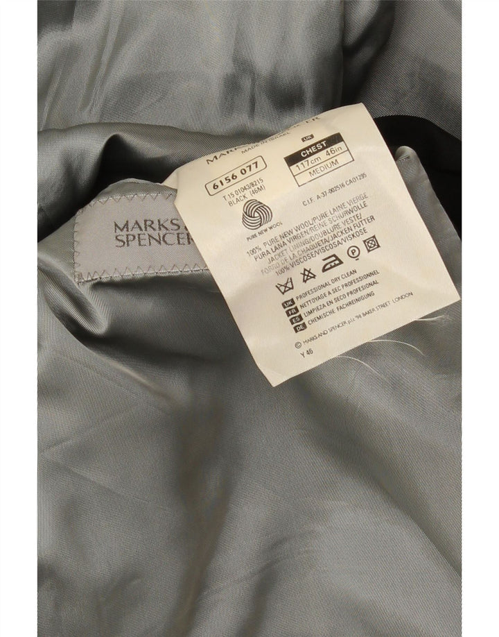 Jaqueta blazer masculina de 2 botões Marks & Spencer Reino Unido 42 XL preta de lã nova