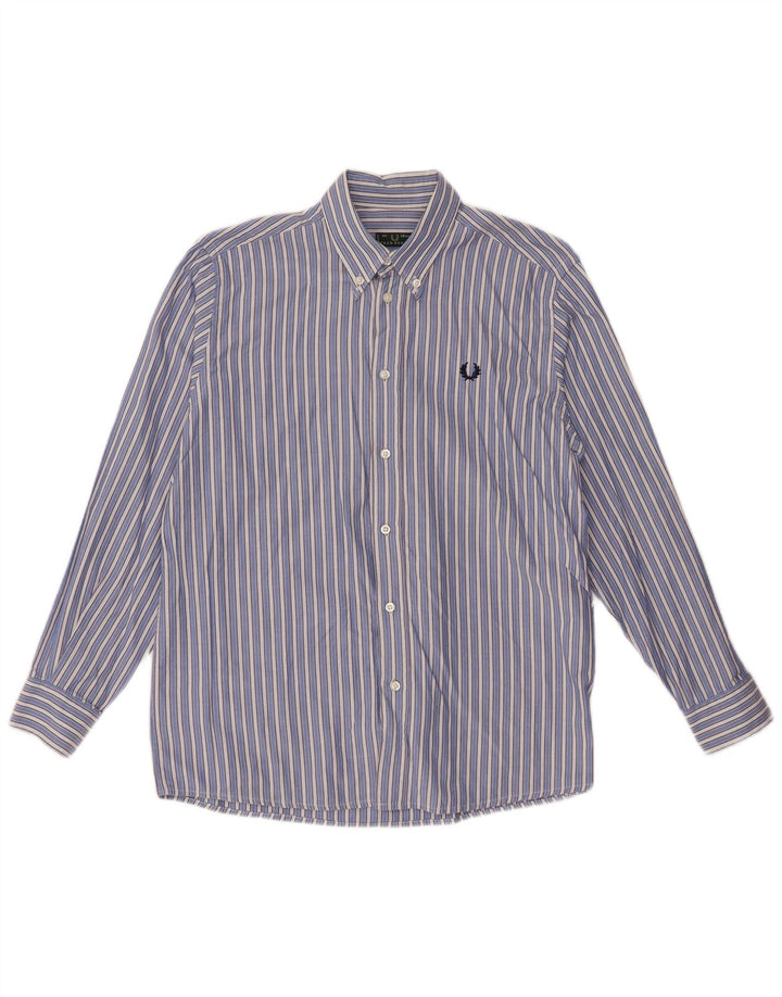 Camisa masculina Fred Perry 11-12 anos algodão listrado azul